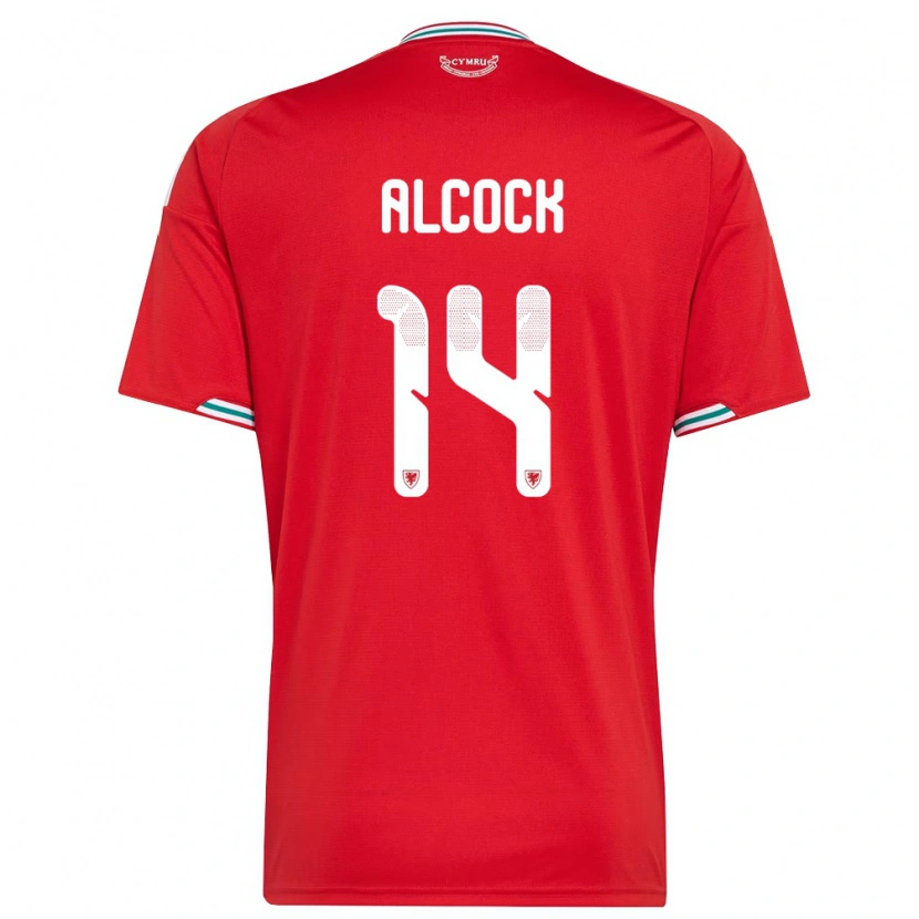 Danxen Mujer Camiseta Gales Tom Alcock #14 Rojo Blanco Verde 1ª Equipación 26-28 La Camisa