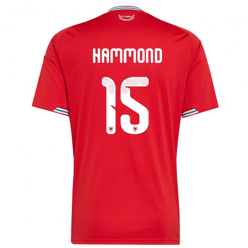 Danxen Mujer Camiseta Gales Ben Hammond #15 Rojo Blanco Verde 1ª Equipación 26-28 La Camisa