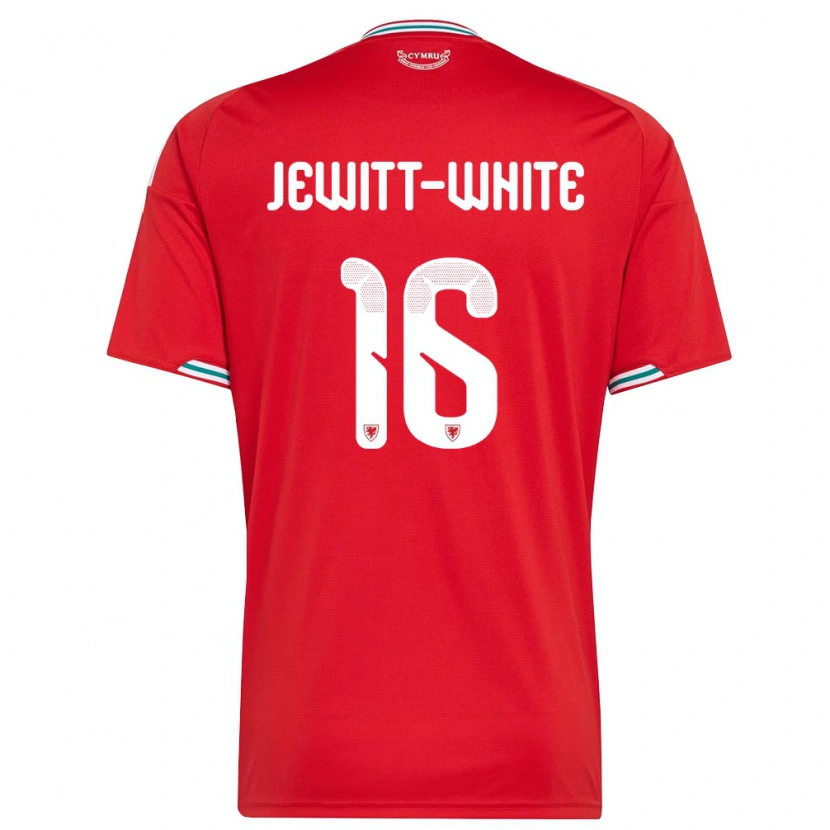Danxen Mujer Camiseta Gales Harry Jewitt White #16 Rojo Blanco Verde 1ª Equipación 26-28 La Camisa