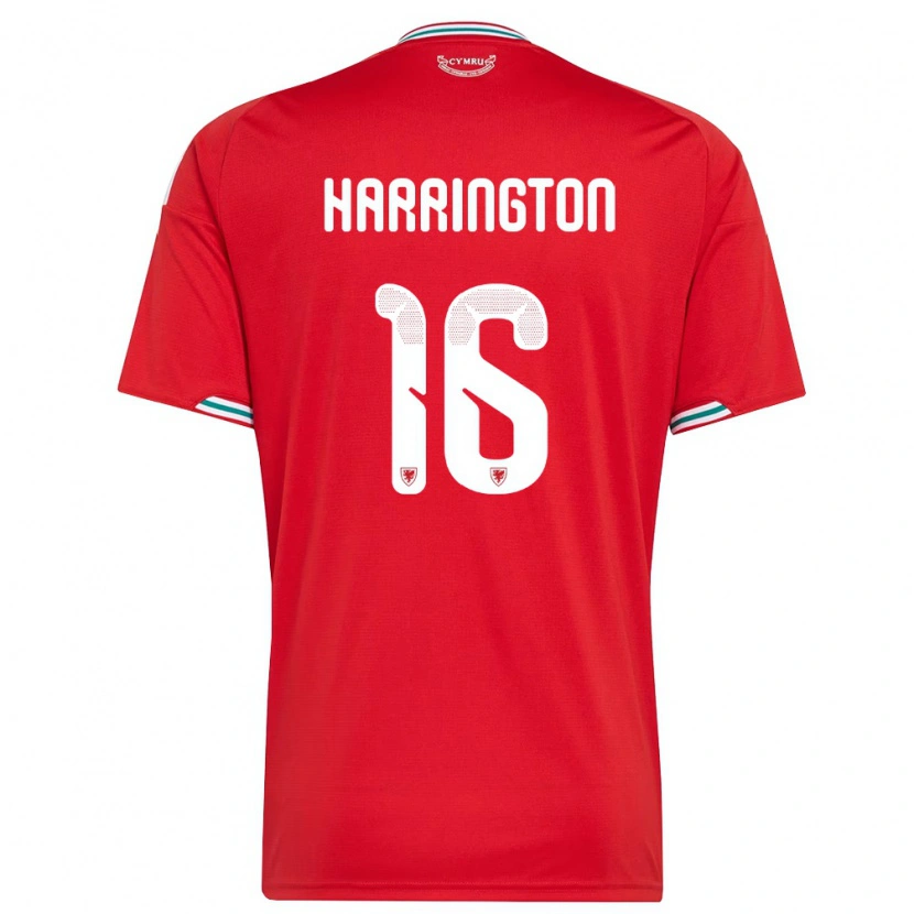 Danxen Mujer Camiseta Gales Ryan Harrington #16 Rojo Blanco Verde 1ª Equipación 26-28 La Camisa