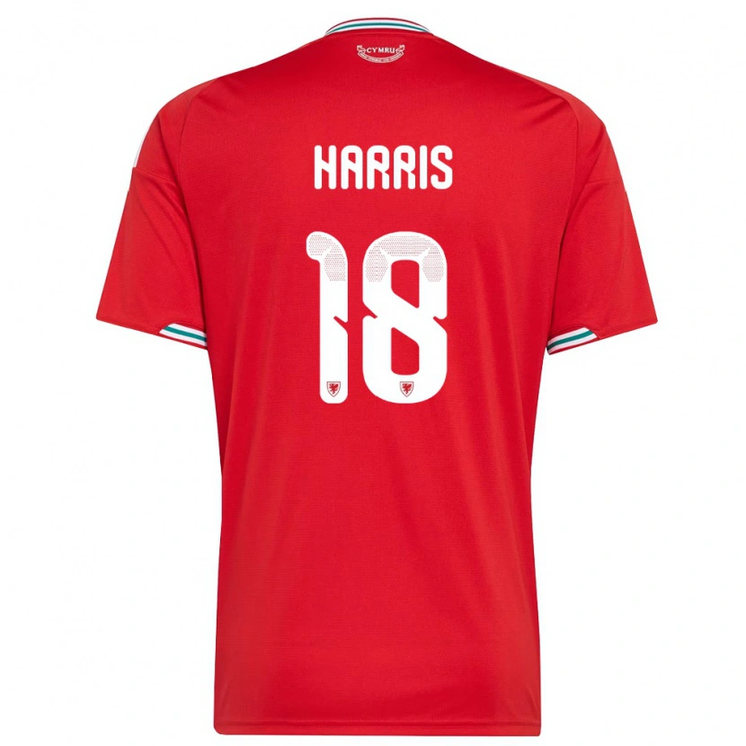 Danxen Mujer Camiseta Gales Mark Harris #18 Rojo Blanco Verde 1ª Equipación 26-28 La Camisa