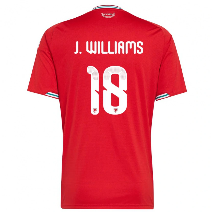 Danxen Mujer Camiseta Gales Jonathan Williams #18 Rojo Blanco Verde 1ª Equipación 26-28 La Camisa
