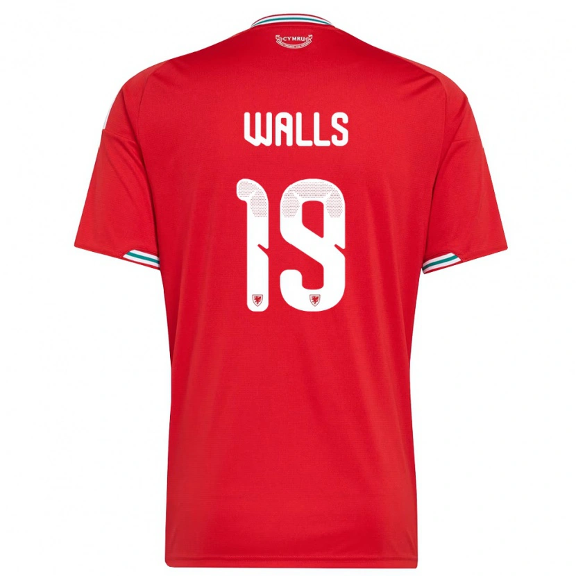 Danxen Mujer Camiseta Gales Archie Walls #19 Rojo Blanco Verde 1ª Equipación 26-28 La Camisa