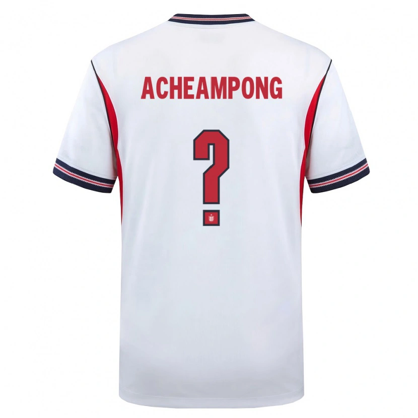 Danxen Mujer Camiseta Inglaterra Josh Acheampong #0 Blanco Marino Rojo 1ª Equipación 26-28 La Camisa
