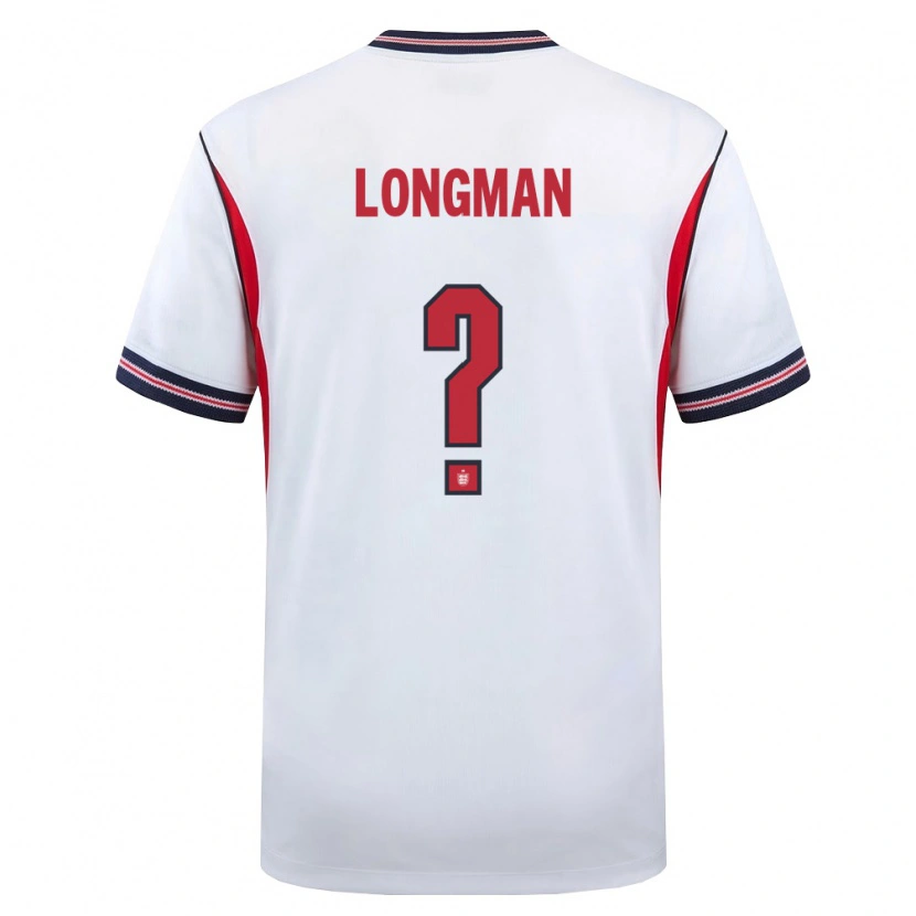 Danxen Mujer Camiseta Inglaterra Jude Longman #0 Blanco Marino Rojo 1ª Equipación 26-28 La Camisa