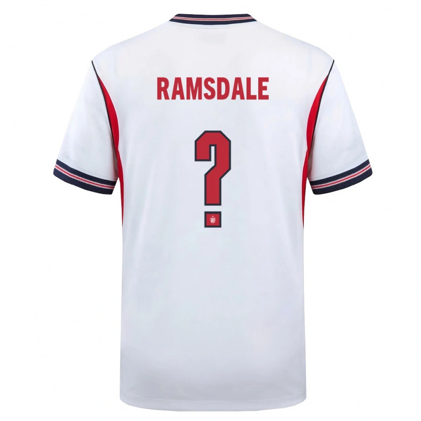 Danxen Mujer Camiseta Inglaterra Aaron Ramsdale #0 Blanco Marino Rojo 1ª Equipación 26-28 La Camisa
