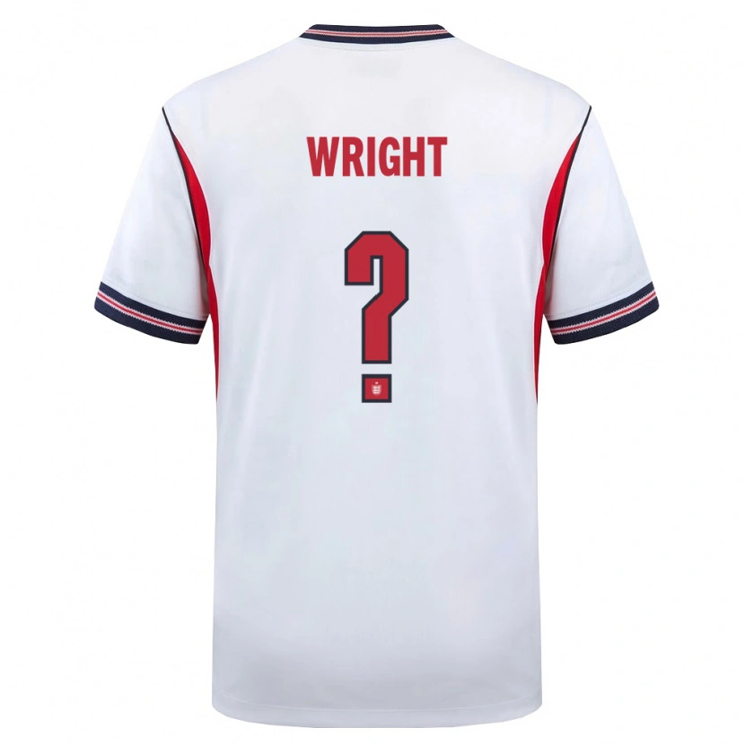 Danxen Mujer Camiseta Inglaterra Jacob Wright #0 Blanco Marino Rojo 1ª Equipación 26-28 La Camisa