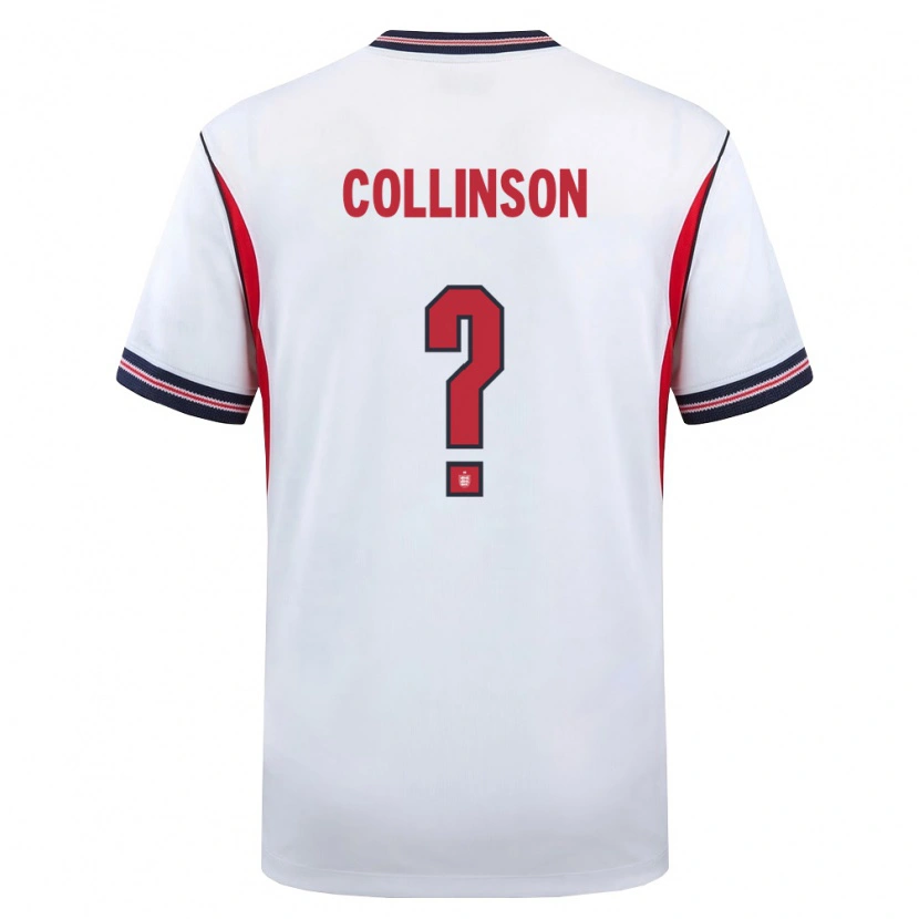 Danxen Mujer Camiseta Inglaterra Isaac Collinson #0 Blanco Marino Rojo 1ª Equipación 26-28 La Camisa