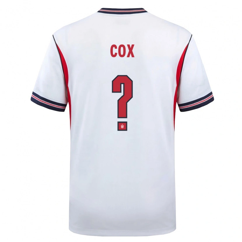 Danxen Mujer Camiseta Inglaterra Matthew Cox #0 Blanco Marino Rojo 1ª Equipación 26-28 La Camisa