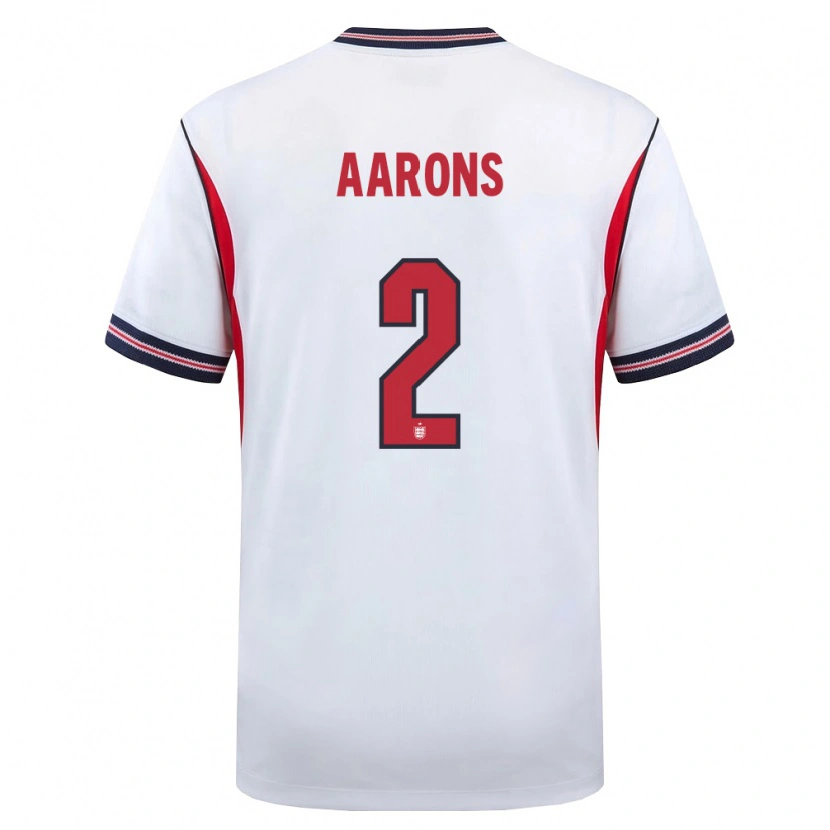 Danxen Mujer Camiseta Inglaterra Max Aarons #2 Blanco Marino Rojo 1ª Equipación 26-28 La Camisa