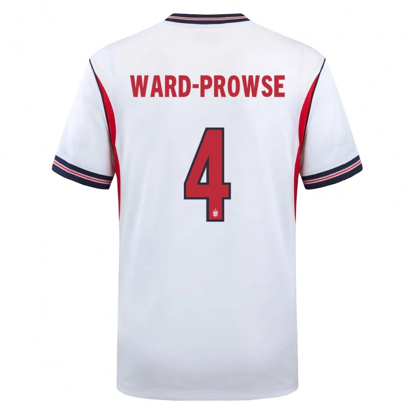 Danxen Mujer Camiseta Inglaterra James Ward-Prowse #4 Blanco Marino Rojo 1ª Equipación 26-28 La Camisa