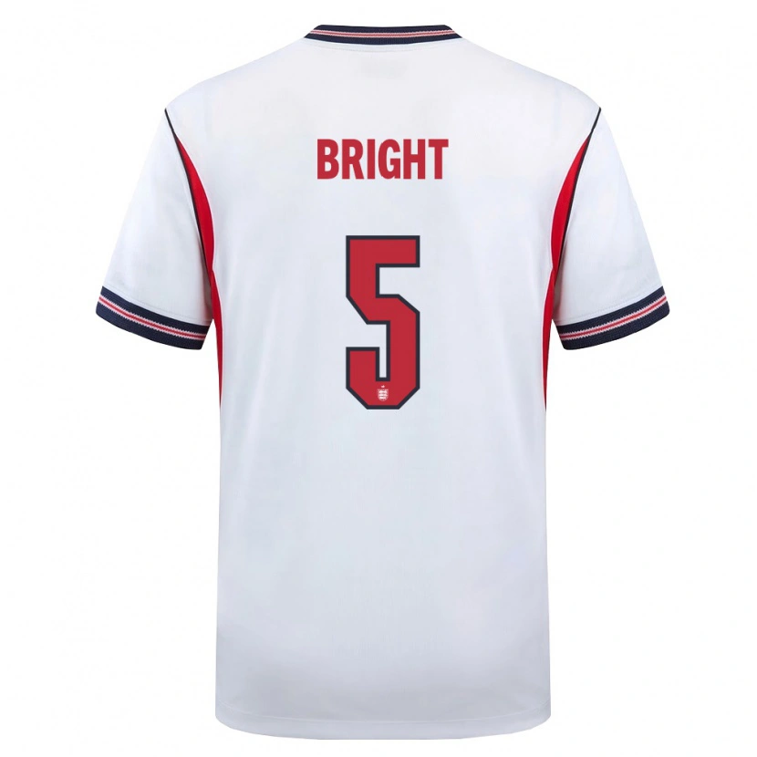 Danxen Mujer Camiseta Inglaterra Millie Bright #5 Blanco Marino Rojo 1ª Equipación 26-28 La Camisa