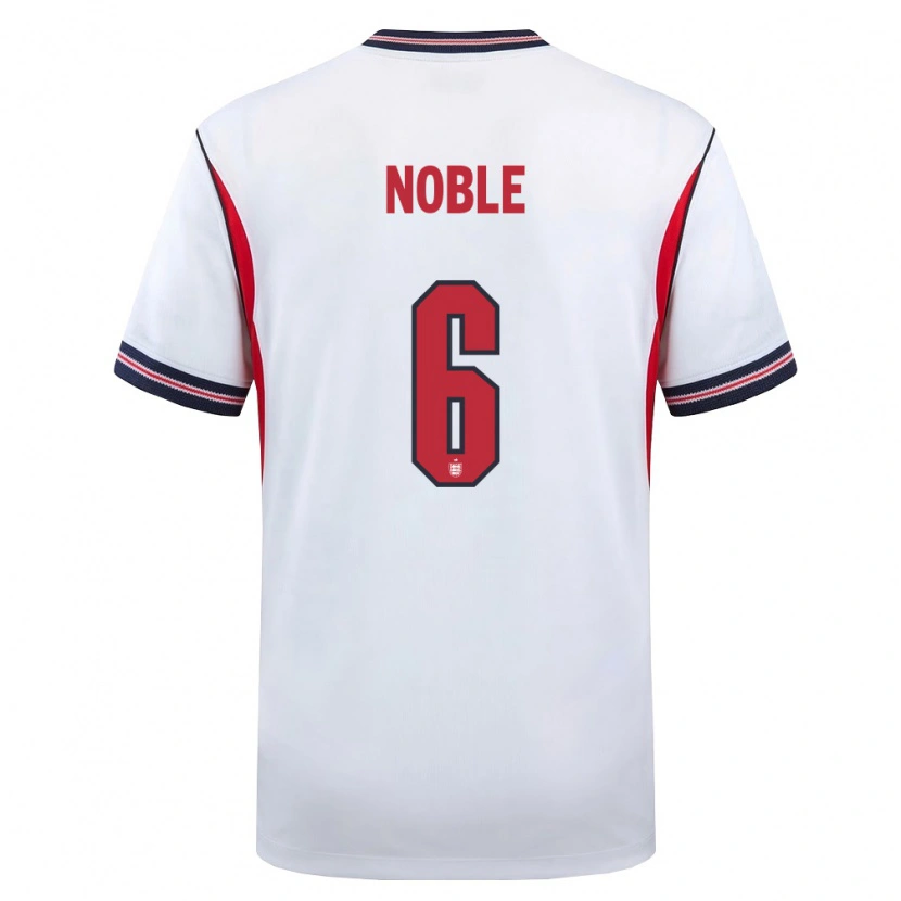 Danxen Mujer Camiseta Inglaterra Kian Noble #6 Blanco Marino Rojo 1ª Equipación 26-28 La Camisa