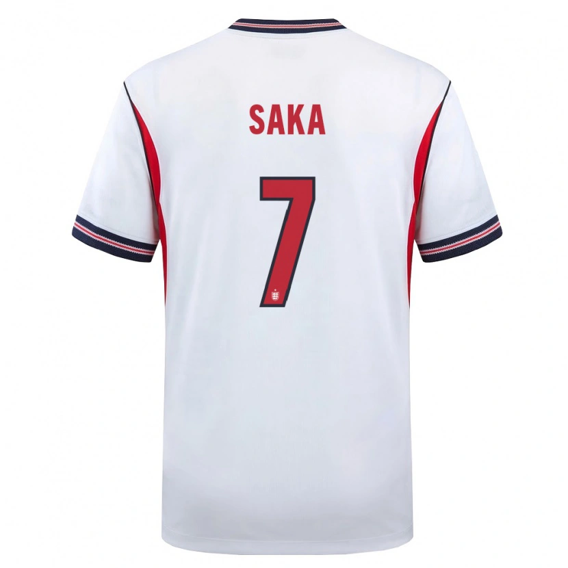 Danxen Mujer Camiseta Inglaterra Bukayo Saka #7 Blanco Marino Rojo 1ª Equipación 26-28 La Camisa
