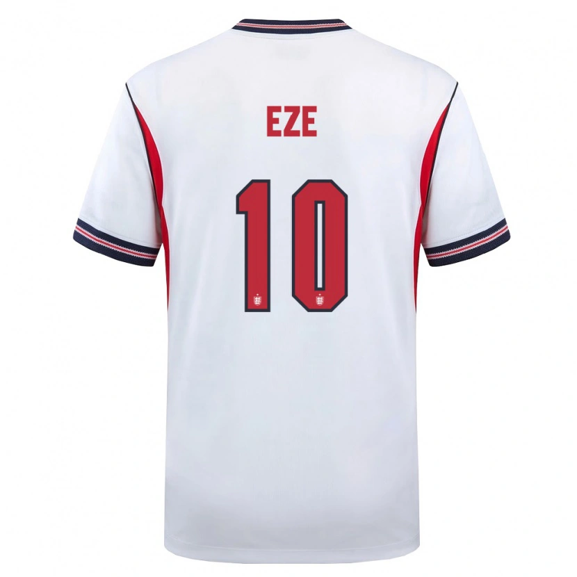 Danxen Mujer Camiseta Inglaterra Eberechi Eze #10 Blanco Marino Rojo 1ª Equipación 26-28 La Camisa