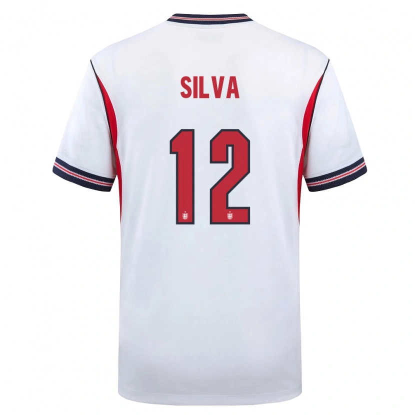 Danxen Mujer Camiseta Inglaterra Iago Silva #12 Blanco Marino Rojo 1ª Equipación 26-28 La Camisa