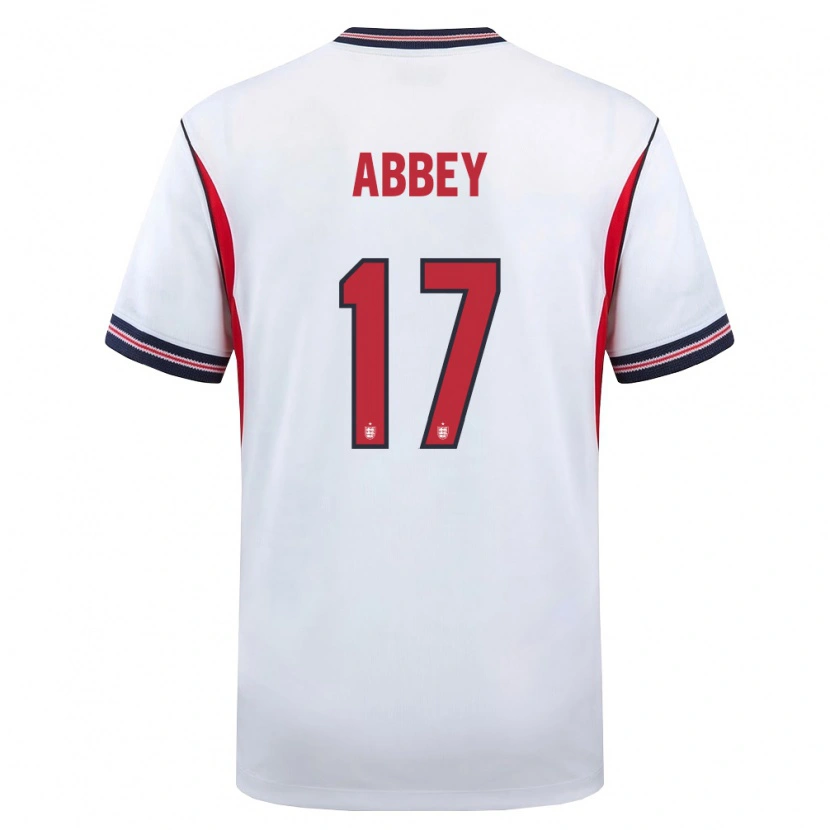 Danxen Mujer Camiseta Inglaterra Jerome Abbey #17 Blanco Marino Rojo 1ª Equipación 26-28 La Camisa