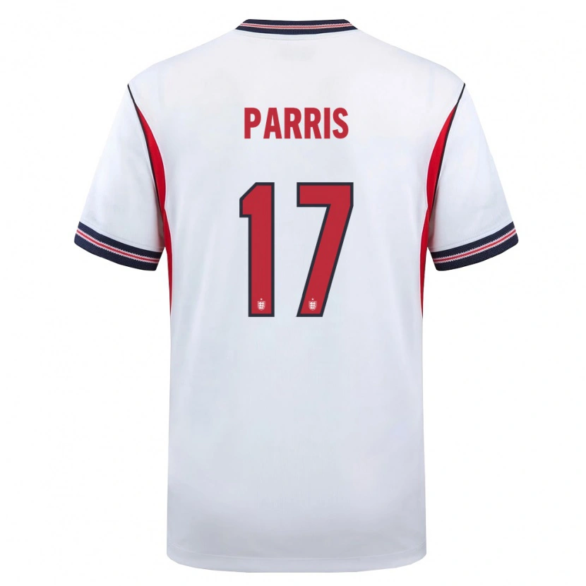 Danxen Mujer Camiseta Inglaterra Nikita Parris #17 Blanco Marino Rojo 1ª Equipación 26-28 La Camisa