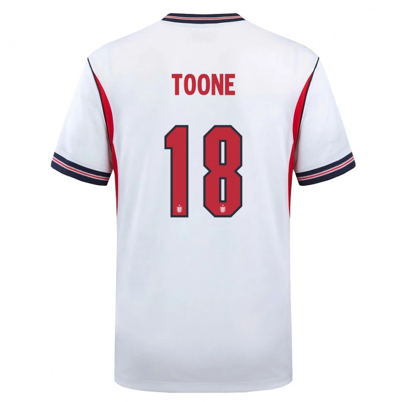Danxen Mujer Camiseta Inglaterra Ella Toone #18 Blanco Marino Rojo 1ª Equipación 26-28 La Camisa