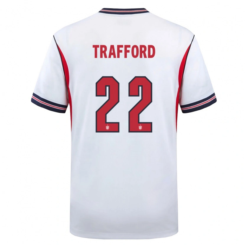 Danxen Mujer Camiseta Inglaterra James Trafford #22 Blanco Marino Rojo 1ª Equipación 26-28 La Camisa