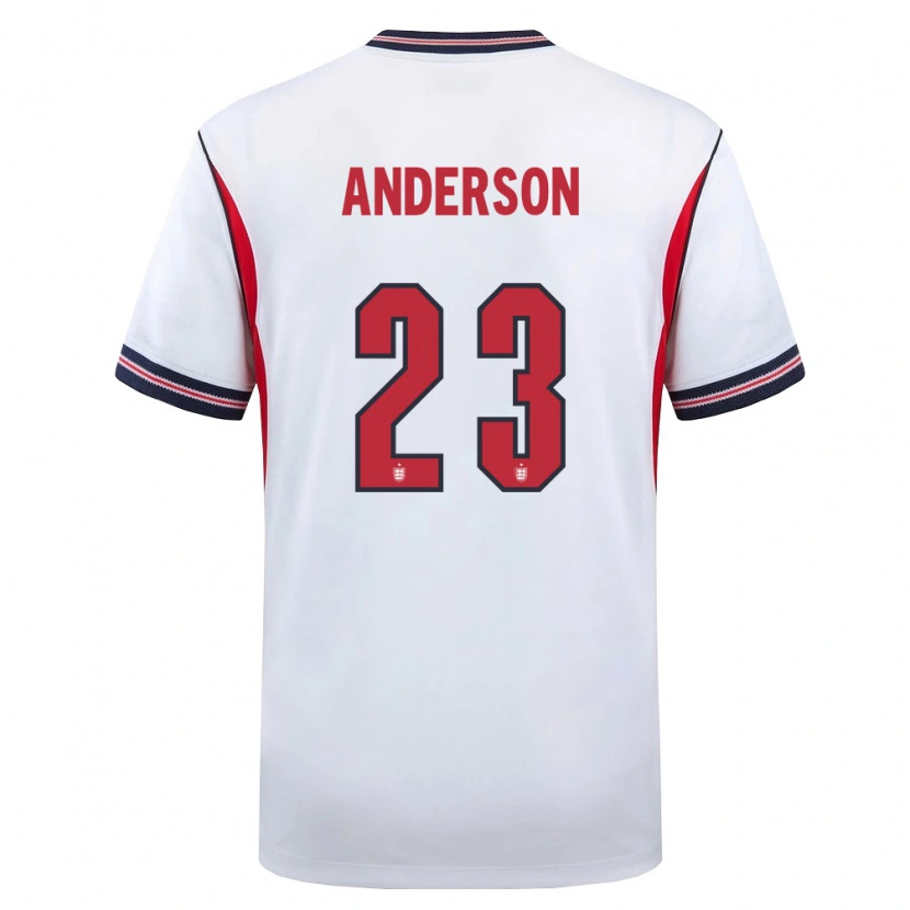Danxen Mujer Camiseta Inglaterra Elliot Anderson #23 Blanco Marino Rojo 1ª Equipación 26-28 La Camisa