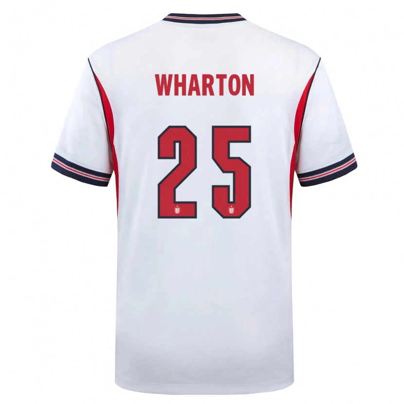 Danxen Mujer Camiseta Inglaterra Adam Wharton #25 Blanco Marino Rojo 1ª Equipación 26-28 La Camisa