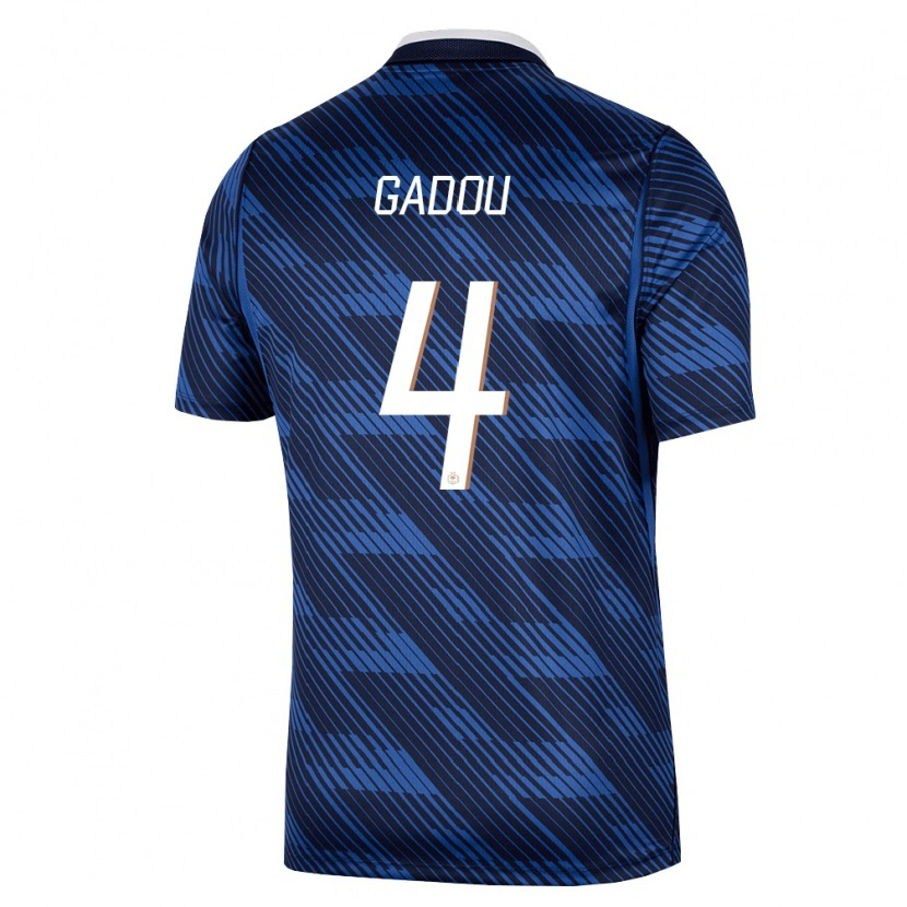 Danxen Mujer Camiseta Francia Joane Gadou #4 Marino Azul Blanco 1ª Equipación 26-28 La Camisa