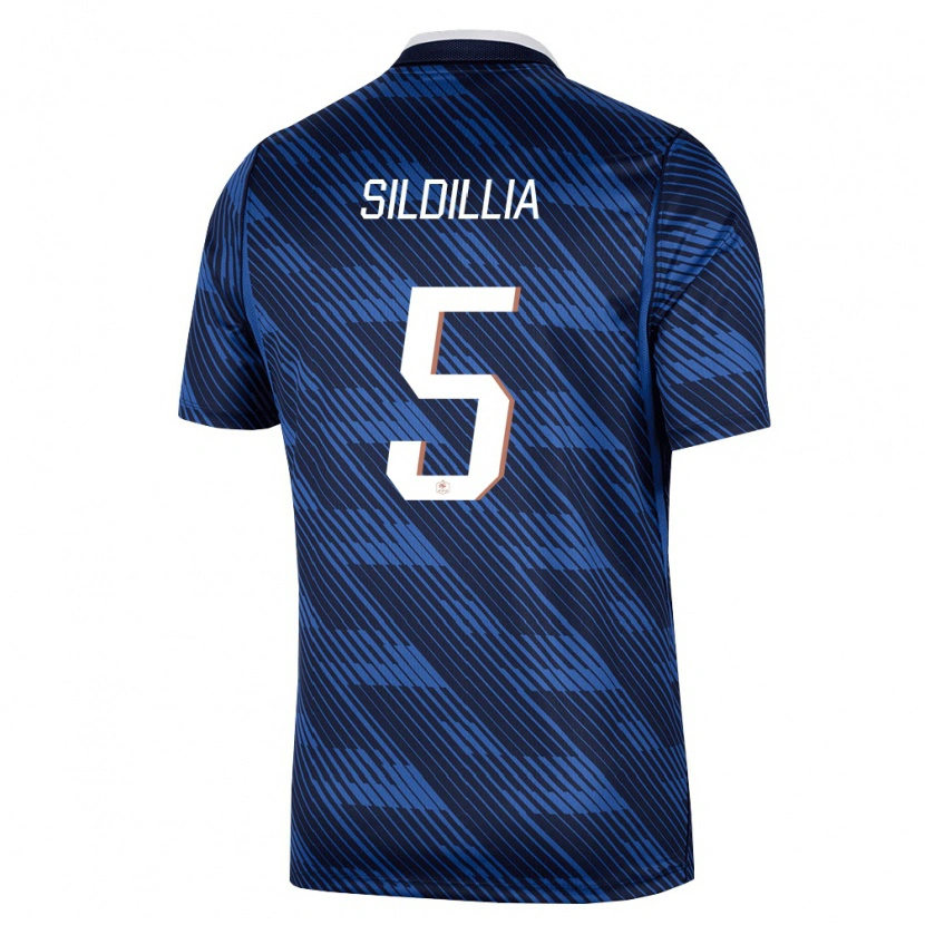 Danxen Mujer Camiseta Francia Kiliann Sildillia #5 Marino Azul Blanco 1ª Equipación 26-28 La Camisa