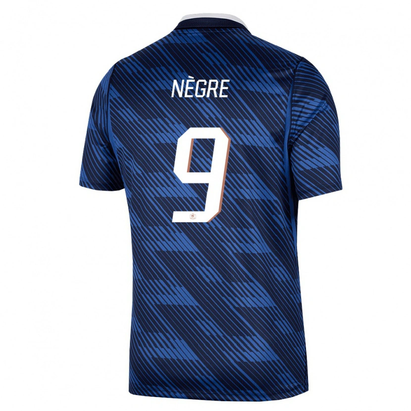 Danxen Mujer Camiseta Francia Thibo Nègre #9 Marino Azul Blanco 1ª Equipación 26-28 La Camisa