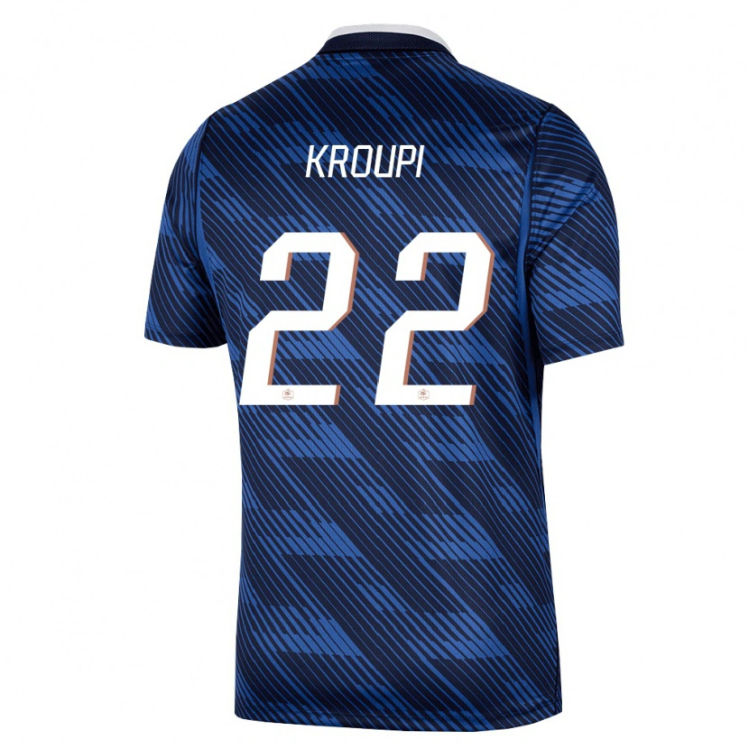 Danxen Mujer Camiseta Francia Eli Kroupi #22 Marino Azul Blanco 1ª Equipación 26-28 La Camisa