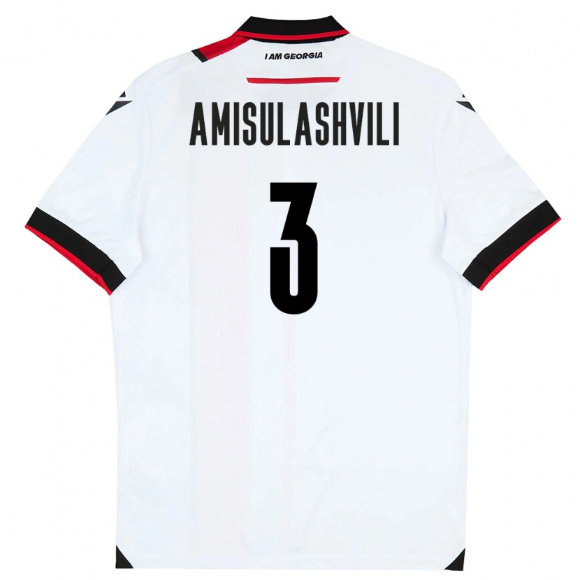 Danxen Mujer Camiseta Georgia Aleksandre Amisulashvili #3 Blanco Negro Rojo 1ª Equipación 26-28 La Camisa