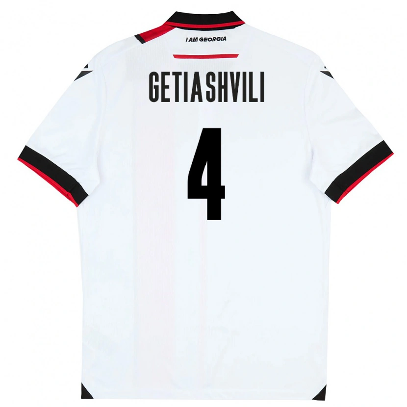 Danxen Mujer Camiseta Georgia Alika Getiashvili #4 Blanco Negro Rojo 1ª Equipación 26-28 La Camisa