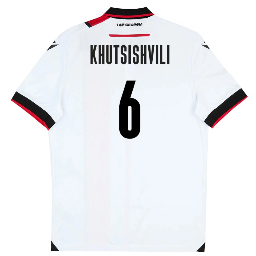Danxen Mujer Camiseta Georgia Lasha Khutsishvili #6 Blanco Negro Rojo 1ª Equipación 26-28 La Camisa