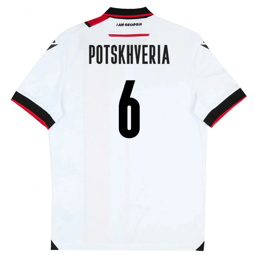 Danxen Mujer Camiseta Georgia Andria Potskhveria #6 Blanco Negro Rojo 1ª Equipación 26-28 La Camisa