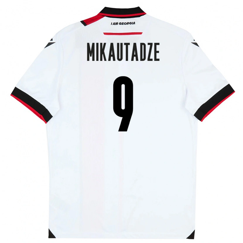 Danxen Mujer Camiseta Georgia Sandro Mikautadze #9 Blanco Negro Rojo 1ª Equipación 26-28 La Camisa