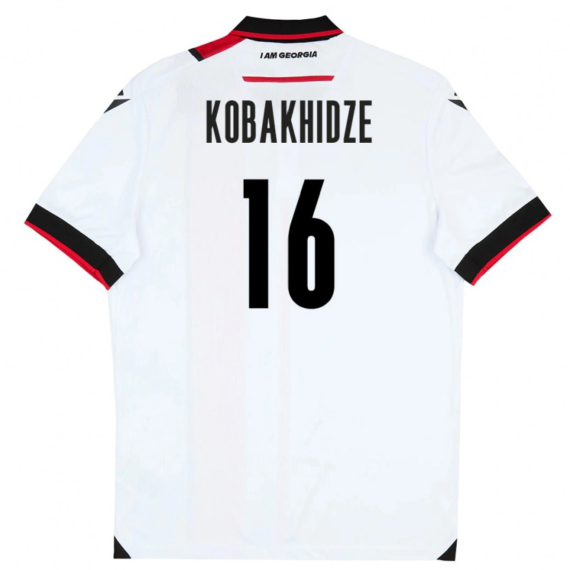 Danxen Mujer Camiseta Georgia Georgiy Kobakhidze #16 Blanco Negro Rojo 1ª Equipación 26-28 La Camisa