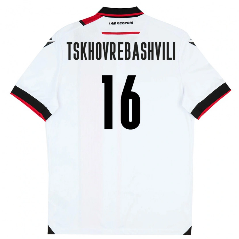 Danxen Mujer Camiseta Georgia Nikoloz Tskhovrebashvili #16 Blanco Negro Rojo 1ª Equipación 26-28 La Camisa