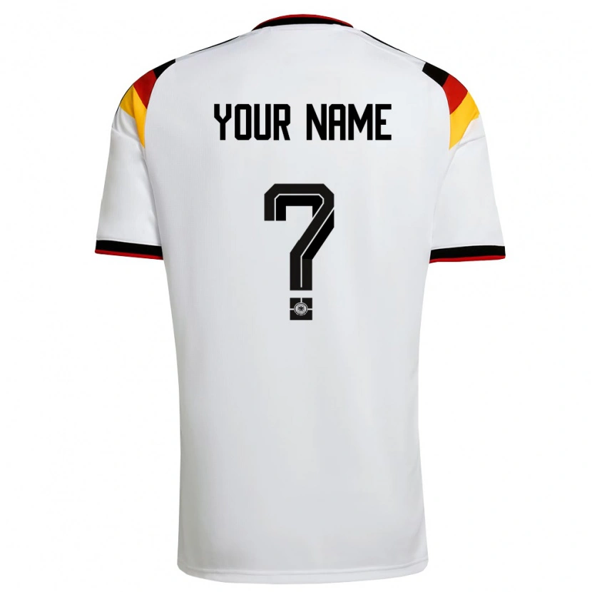 Danxen Mujer Camiseta Alemania Su Nombre #0 Blanco Negro Rojo 1ª Equipación 26-28 La Camisa