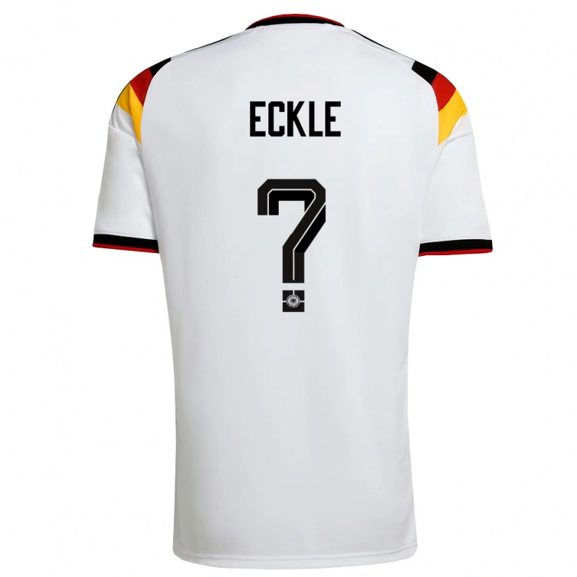 Danxen Mujer Camiseta Alemania Philipp Eckle #0 Blanco Negro Rojo 1ª Equipación 26-28 La Camisa