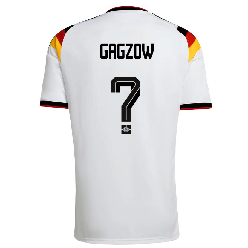 Danxen Mujer Camiseta Alemania Fritz Gagzow #0 Blanco Negro Rojo 1ª Equipación 26-28 La Camisa