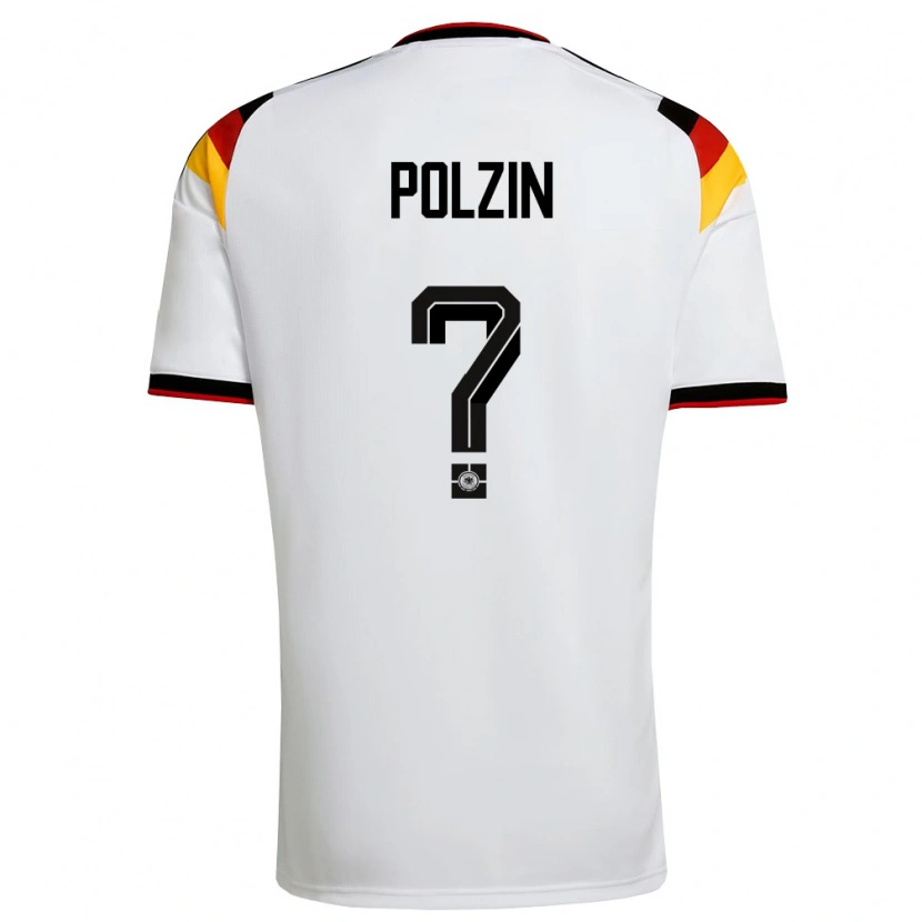 Danxen Mujer Camiseta Alemania Maximilian Polzin #0 Blanco Negro Rojo 1ª Equipación 26-28 La Camisa