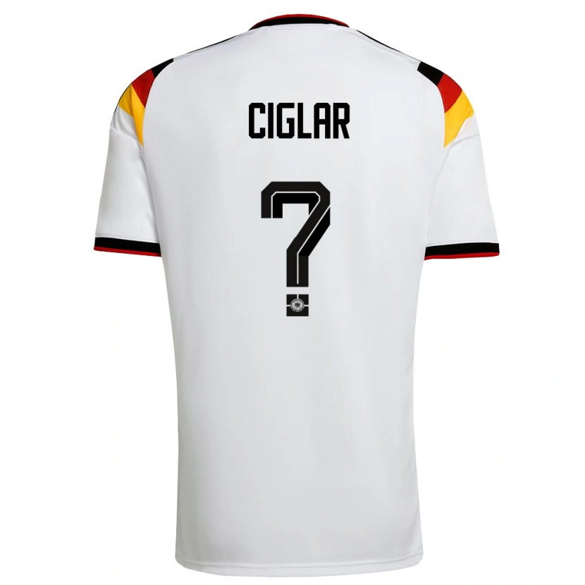 Danxen Mujer Camiseta Alemania Roko Ciglar #0 Blanco Negro Rojo 1ª Equipación 26-28 La Camisa