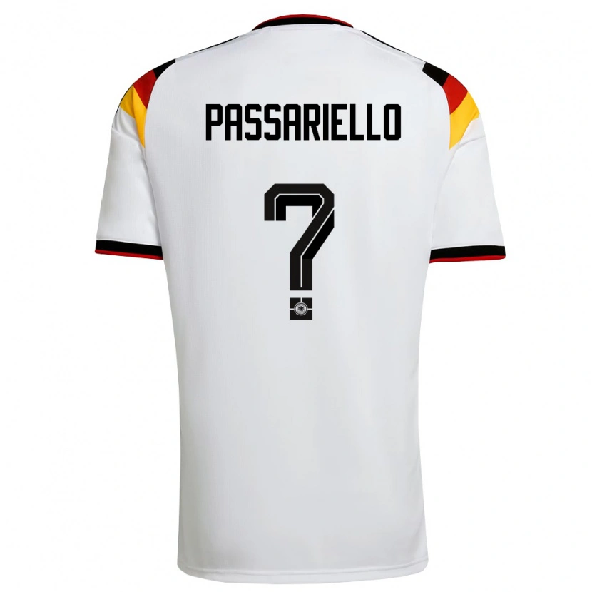Danxen Mujer Camiseta Alemania Samuel Passariello #0 Blanco Negro Rojo 1ª Equipación 26-28 La Camisa