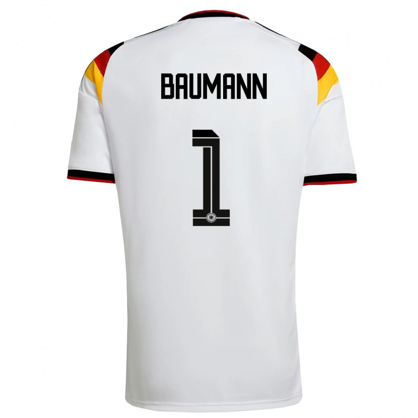 Danxen Mujer Camiseta Alemania Oliver Baumann #1 Blanco Negro Rojo 1ª Equipación 26-28 La Camisa