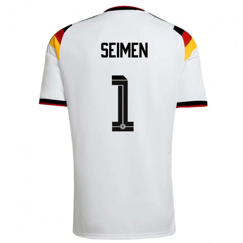 Danxen Mujer Camiseta Alemania Dennis Seimen #1 Blanco Negro Rojo 1ª Equipación 26-28 La Camisa
