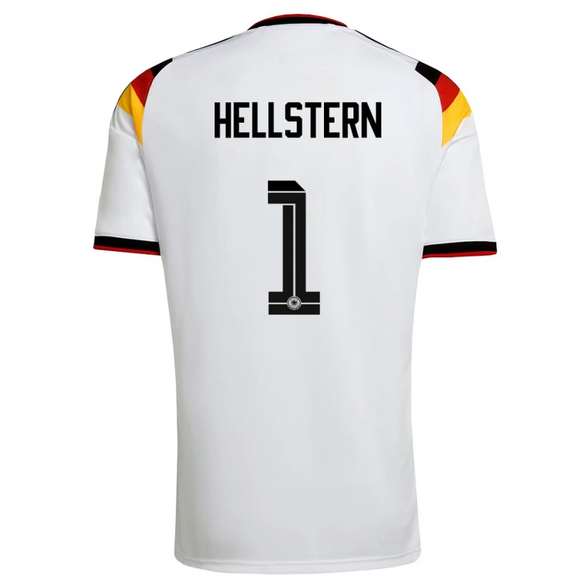 Danxen Mujer Camiseta Alemania Florian Hellstern #1 Blanco Negro Rojo 1ª Equipación 26-28 La Camisa