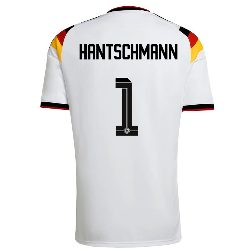 Danxen Mujer Camiseta Alemania Franz Hantschmann #1 Blanco Negro Rojo 1ª Equipación 26-28 La Camisa