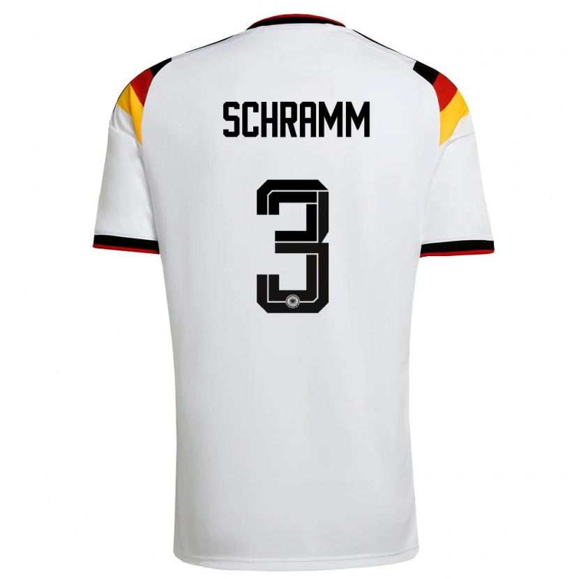 Danxen Mujer Camiseta Alemania Collin Schramm #3 Blanco Negro Rojo 1ª Equipación 26-28 La Camisa