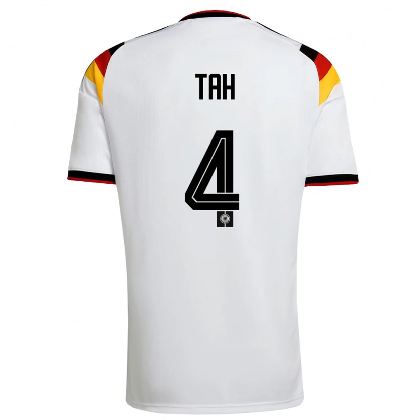 Danxen Mujer Camiseta Alemania Jonathan Tah #4 Blanco Negro Rojo 1ª Equipación 26-28 La Camisa