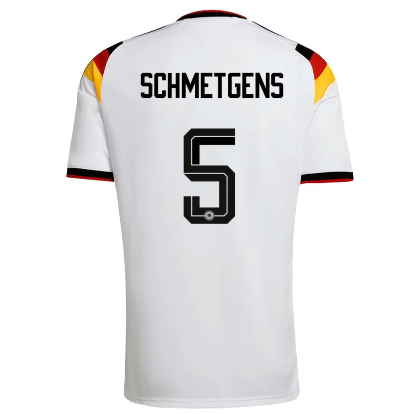 Danxen Mujer Camiseta Alemania Mick Schmetgens #5 Blanco Negro Rojo 1ª Equipación 26-28 La Camisa